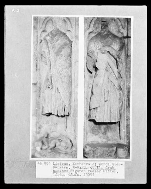 westliche Grabnische, Detail: Figuren zweier Ritter