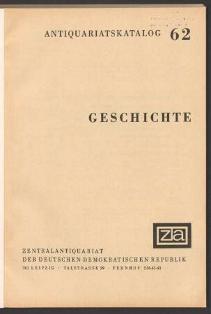 Nr. 62: Geschichte: Orts- und Landesgeschichte, Genealogie, Heraldik, Numismatik