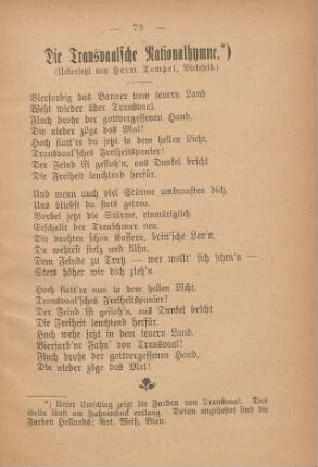 Die Transvaalsche Nationalhymne