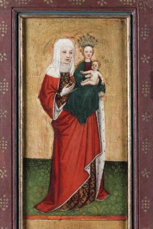 Flügelaltar mit der Kreuzigung Christi und sechs Stiftern — Anna selbdritt und Barbara von Nikomedien — Anna selbdritt