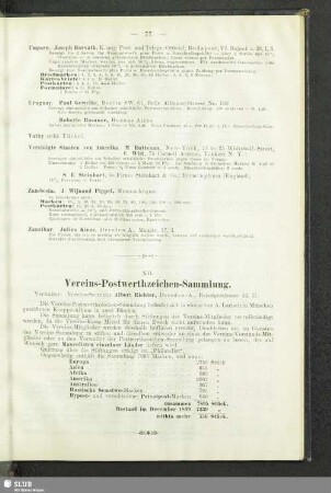 XII. Vereins-Postwerthzeichen-Sammlung