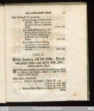Classis II. Aufm Heuberg auf der Höhe, Spießbach zweyte Helffte auch auf der Höhe, Langenberg vördere Theil.
