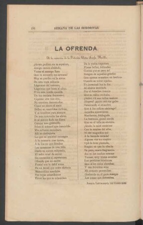 La ofrenda. : A la memoria de la Señorita Doña Josefa Badillo.