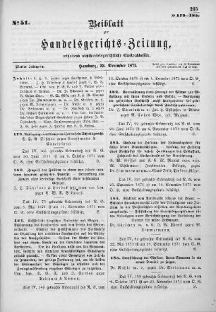 Beiblatt zur hamburgischen Handelsgerichts-Zeitung No. 51. Vierter Jahrgang. Hamburg, 23. Dezember 1871.