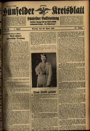 Erste Ausgabe vom Montag, den 20. April 1936.
