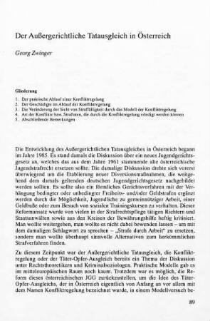 89-98, Der Außergerichtliche Tatausgleich in Österreich