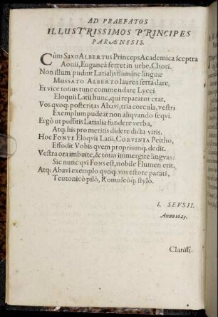 Ad Praefatos Illustrissimos Principes Parænesis.