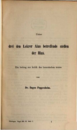 Philologus. Supplement-Band : Zeitschr. für d. klass. Altertum. 2, 2. 1863