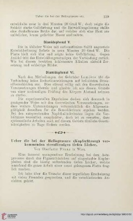 Ueber die bei der Heliogravure (Kupferätzung) vorkommende sternförmigen tiefen Löcher