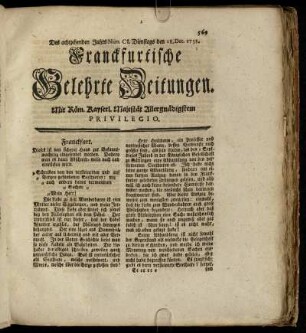 Num. CI. Dienstags den 18. Dec. 1753 - Num. CIV. Freytags den 28. Dec. 1753
