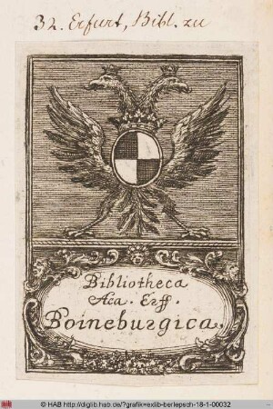 Wappen des Philipp Wilhelm von Boineburg und der Bibliothek zu Erfurt