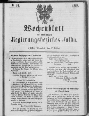 No. 84., Ausgabe vom 17. Oktober 1868