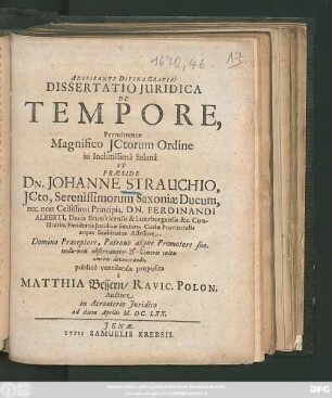 Dissertatio Iuridica De Tempore