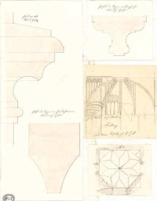 Lange, Ludwig; Lange - Archiv: IV.5 Gotik / Neogotik in Deutschland - Profile (Schnitte); Freiburg (Detail); Grundriss