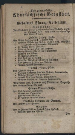 Der gegenwärtige Chursächsische Bergwerksstaat