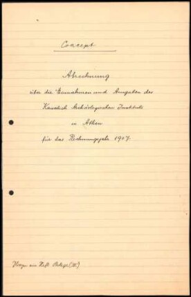 Abrechnung 1907
