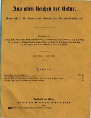 Aus allen Reichen der Natur : Monatsschrift für Kenner und Freunde der Naturwissenschaften, 2. 1859, H. 2