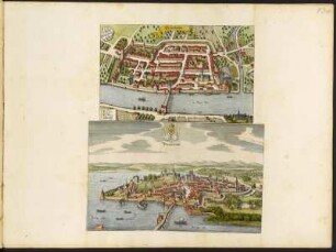 Ansicht von Dießenhouen, kolorierter Kupferstich, um 1644 : Dießenhouen / [ca. 1644] / [Amsterdam] : [by Cornelis Danckerts 1603-1656], [1644] - 1 Ortsansicht : 1 Kupferst. ; 27,5 x 17,2 cm. - Mit 1 Wappen links oben - Titel oben auf einer Bandrolle in d. Mitte. - Mit Gebäudeverz.