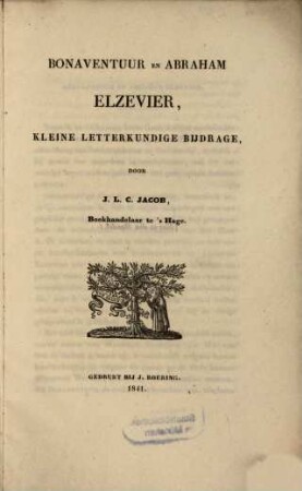 Bonaventuur en Abraham Elzevier, kleine letterkundige bijdrage