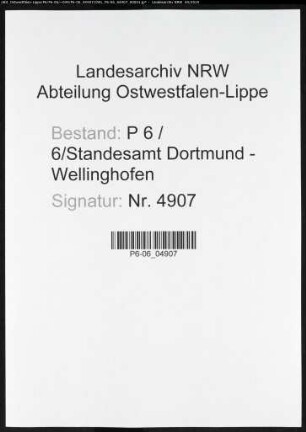 Sterberegister Standesamt Dortmund-Wellinghofen (XXI)