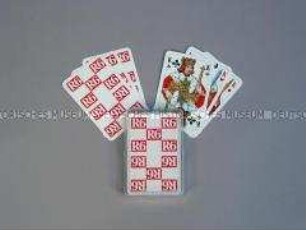 Spielkarten mit Werbeaufdruck für "R6"-Zigaretten