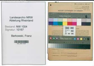 Entnazifizierung Franz Barkowski , geb. 30.01.1912 (Baecker)
