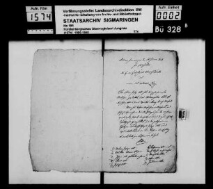 Vermögensübergabe des Josef Ott in Inneringen an seinen Sohn Johann