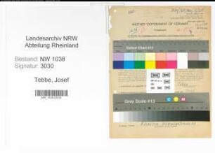 Entnazifizierung Josef Tebbe , geb. 21.06.1898 (Bahnbeamter)