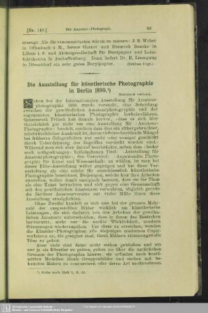 Die Ausstellung für künstlerische Photographie in Berlin 1899