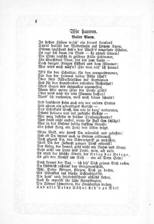 Wir harren. Walter Bloem.