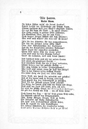 Wir harren. Walter Bloem.