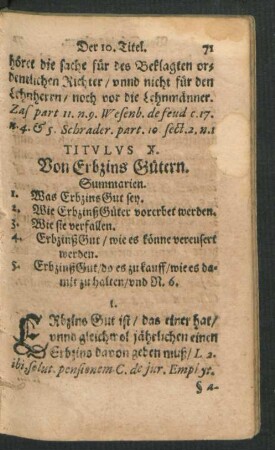 Titulus X. Von Erbzins Gütern.