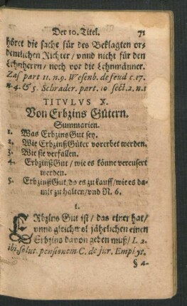 Titulus X. Von Erbzins Gütern.