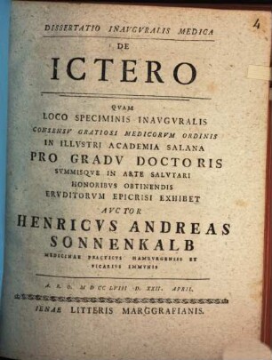 Diss. inaug. med. de ictero
