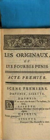 Les originaux ou les fourbes punis
