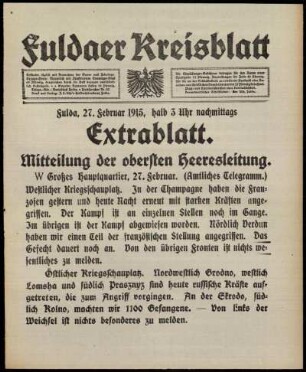 Ausgabe vom Samstag, den 27. Februar 1915.