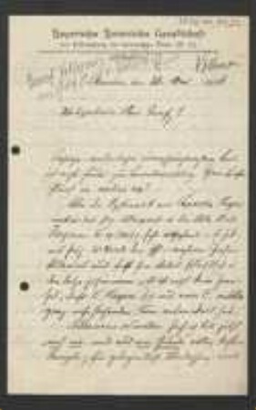 Brief von Franz Vollmann an Hugo von Walderdorff