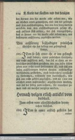 Hernach volgen etlich artickel vom diebstall
