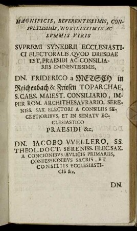 Magnificis, Reverentissimis, Consultissimis, Nobilissimis Ac Summis Viris
