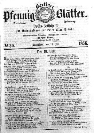 No. 30, Sonnabend, den 19. Juli