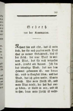 Gebeth vor der Kommunion.