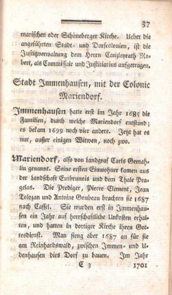 Stadt Immenhausen, mit der Colonie Mariendorf.