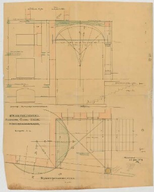 Thiersch, Friedrich von; München; Münchner - Kindl - Keller, Erweiterungsbau - Terrassentreppe (Grundriss, Schnitt)