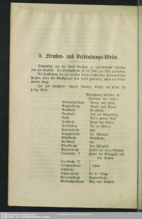 9. Straßen- und Verbindungs-Wesen