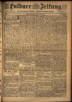 Erste Ausgabe vom Mittwoch, den 27. März 1901.