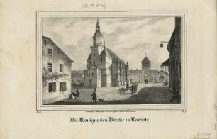 Ansicht der Kunigundenkirche in Rochlitz, Lithographie, 1839 : Kunigunden-Kirche in Rochlitz / nach der Natur gez. von A. Arrigoni. Lith. von C. W. Arldt. - [Dresden] : [Pietzsch] , [1839]. - 1 Kunstblatt : Lithogr. ; 18 x 11 cm