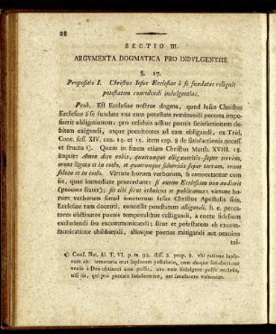 Sectio III. Argumenta Dogmatica Pro Indulgentiis.