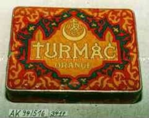 Blechdose für Stück "TURMAC ORANGE"