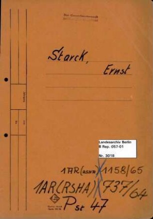 Personenheft Ernst Starck (*02.12.1893), Amtsrat