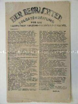 Hektografiertes Mitteilungsblatt der KPD (?) für die Garnisonen Schleswig-Holstein und Osthannover mit Polemik gegen die Schleicher-Regierung und für eine sozialistische Republik